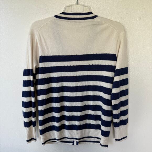 J. Crew Cashmere Oversized Striped Gold button cutout Cardigan size S - Picture 8 of 8